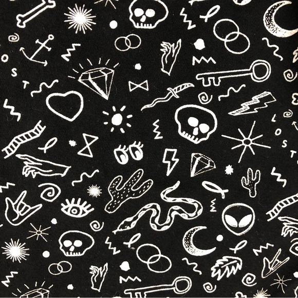 Black tee AOP Mystical Alien 👽 Snake Magic LOST Skull t-shirt Moon 🧿 Evil Eye - Picture 6 of 8